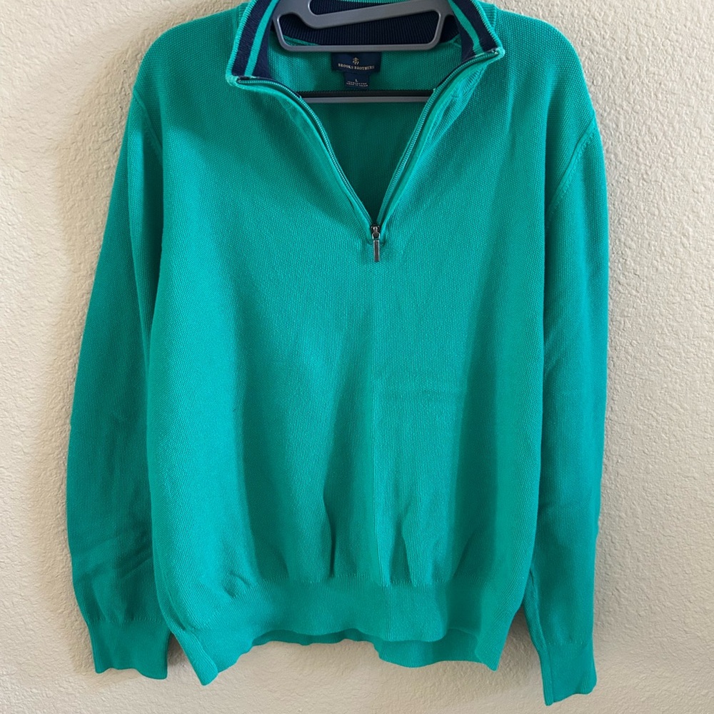 Brooks Brothers Vintage Teal Zip Up Sweater